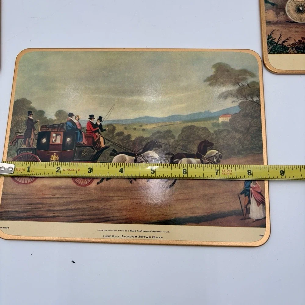 6 Win-el-ware Placemats Depicting Stagecoach Scenes Vintages 1950s‎ Boxed